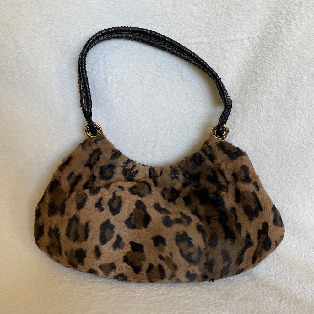 Vintage Kate Spade Leopard Faux Fur Shoulder Bag - Picture 1 of 3